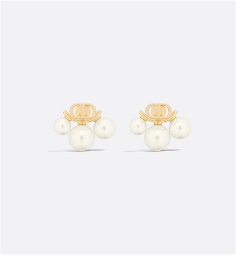 Dior Triptyque Mini Stud Earrings Gold.